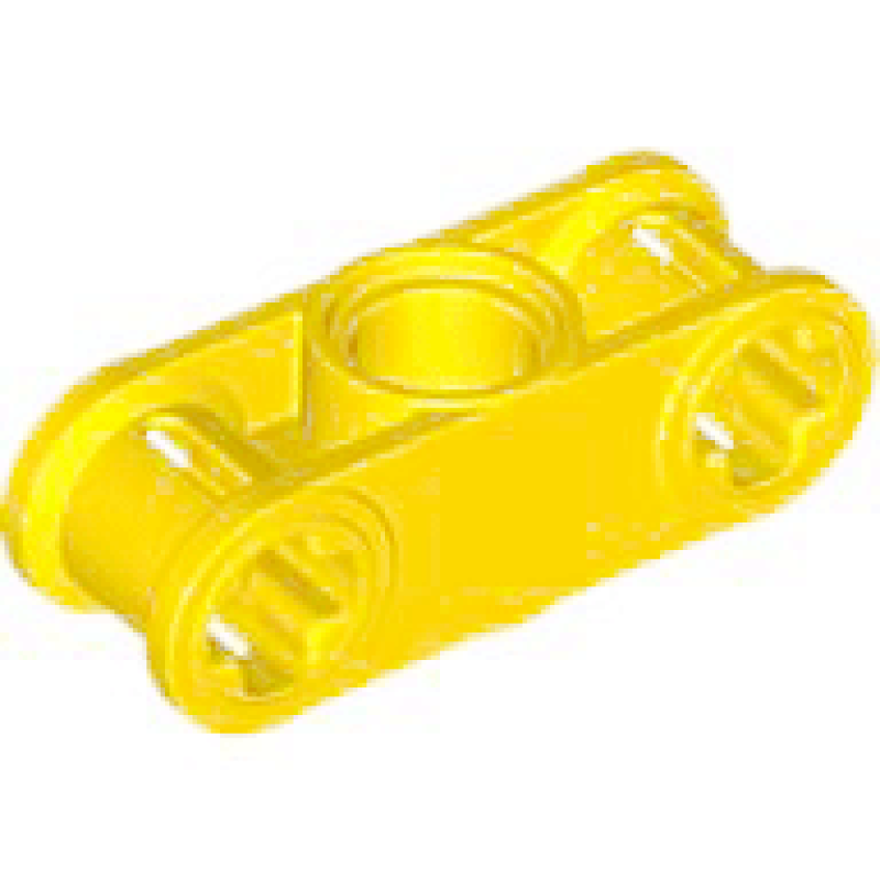 Technic, As en Pin Koppeling Loodrecht 3L met pin gat in het midden Yellow